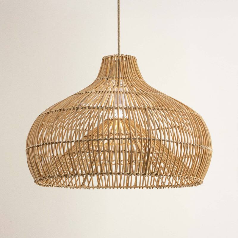 Oceania Rattan Pendant Light - Natural Large Cone 1-Light Handwoven Hanging Light For Modern, Boho, Farmhouse Room Decor
