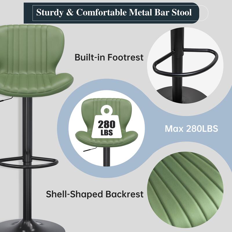 Futzca Swivel Bar Stools Set, 360 Degree Rotating Bar Stool with Adjustable Height, Set of 2