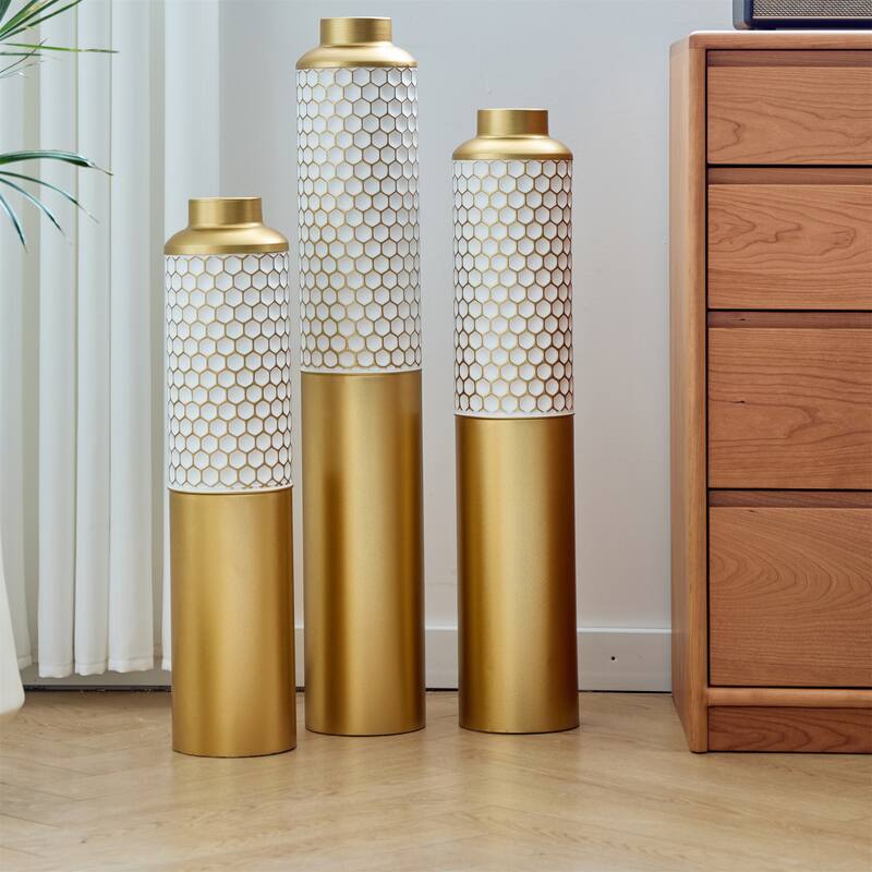 Droplet Shaped Home Decorated Floor Metal Vases (Set of 3)
