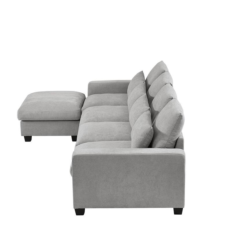 Modular L-Shape Feather Filled Sectional Sofa with Reversible Chaise
