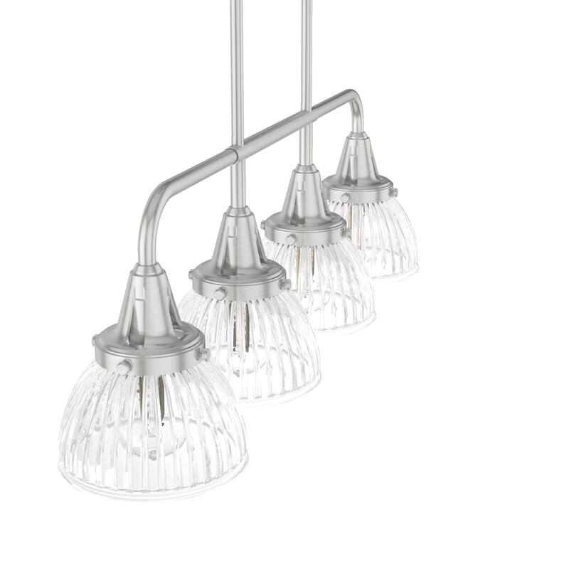 Hunter Cypress Grove 4-Light Linear Chandelier - Kitchen Island, Dining Room - Clear Fluted Glass - Transitional, Industrial