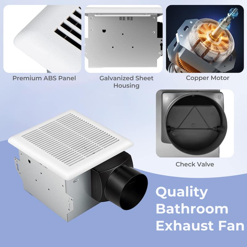 Gymax 80 CFM 1.5 Sones Quiet room Exhaust Fan w/Galvanized Housing&4'' - White