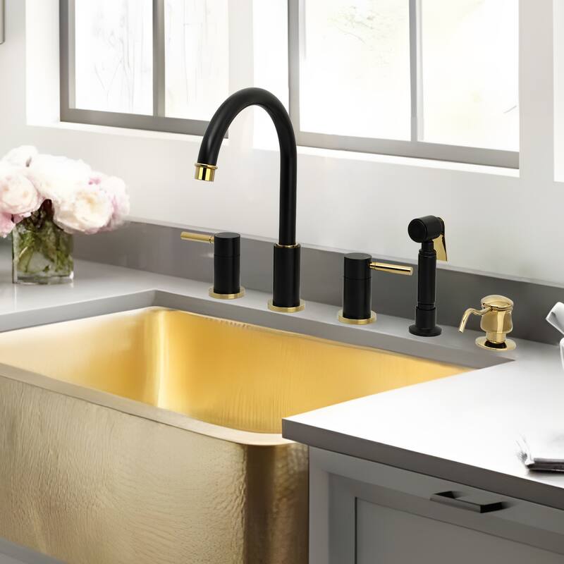 Two-Handles Widespread Kitchen Faucet with Side Sprayer
