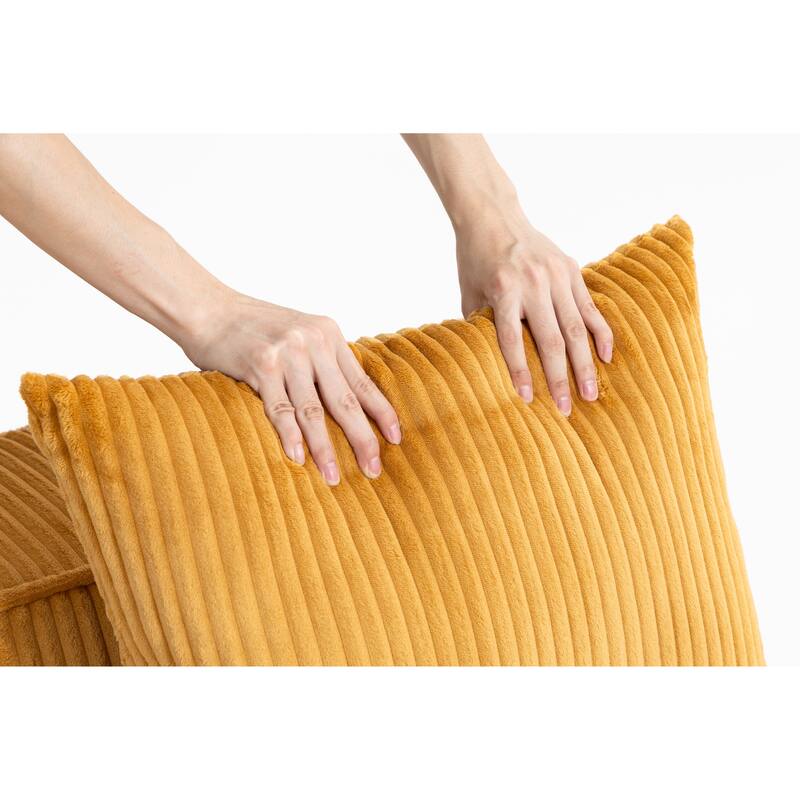 Modular Sectional Sofa with Pillows, Corduroy Upholstered 3-Seater Sofa, All-Compressed Foam Sofa for Living Room, Apartment