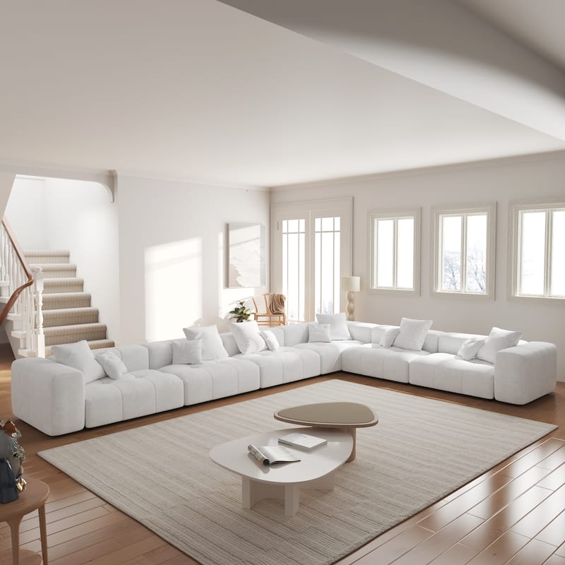 183''W Large Linen Corner Sectional Couch for Living Room Sofa Set