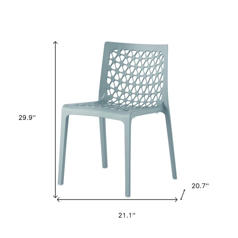 HomeRoots Set of Two Baby Blue Heavy Duty Plastic Outdoor Stacking Dining Chairs
