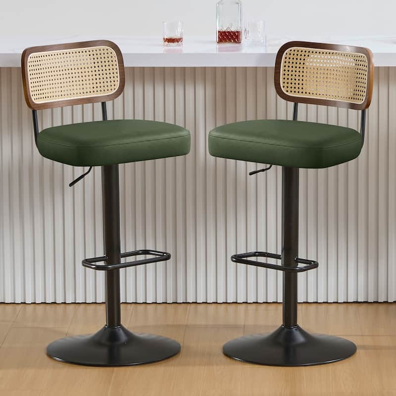 Adjustable Height Swivel Bar Stools with Back and Footrest - 17.7"W x 15.75"D x 35"-42.9"H