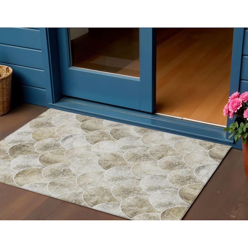 HomeRoots Abstract Transitional Rectangle Outdoor Rug - 3' x 5'