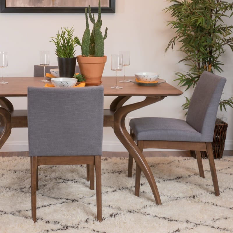 Dark Grey Dining Chairs Set of 2, Squared Back Dining Room Chairs - DARK GREY