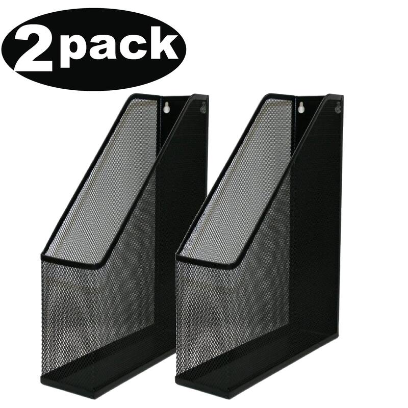 Mesh Steel Wall mount Hanging or Desktop Magazine Document Letter Mail File Holder 12 In. H 10 In. L 3 In. W - Black