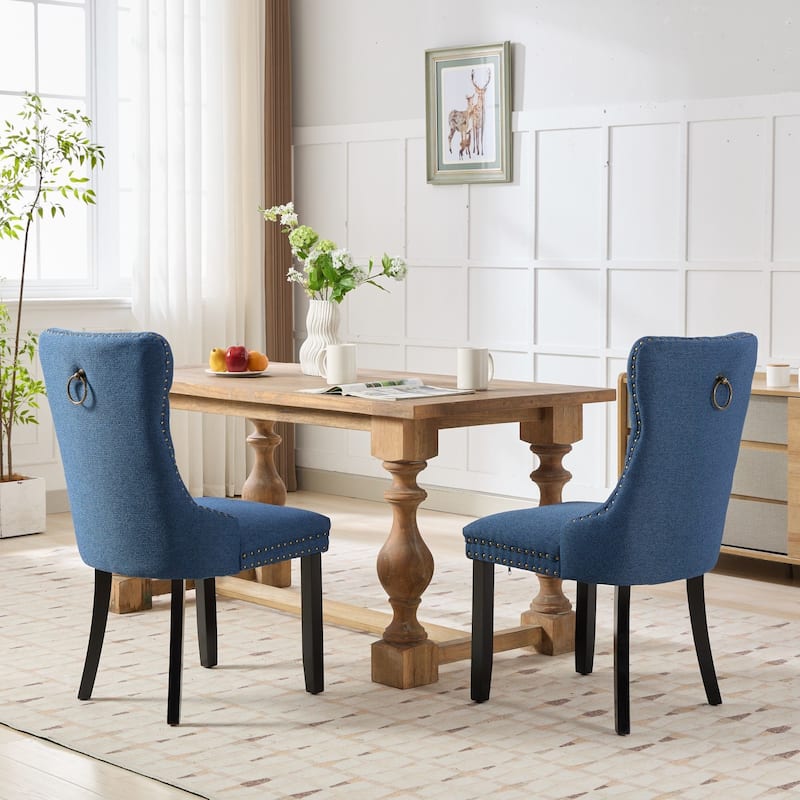 Mid-Century Nailhead Trim Dining Chairs 2-Piece Set
