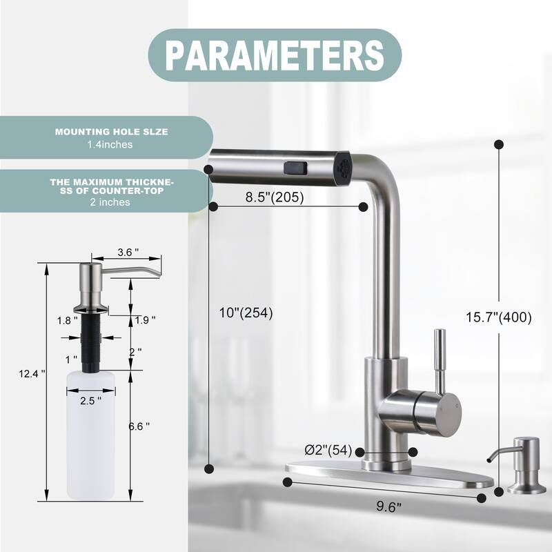 WOWOW Single Handle Waterfall Pull Down Sprayer Kitchen Faucet