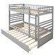 preview thumbnail 7 of 7, Gray Pine Wood Twin Bunk Beds, Movable Trundle, Guardrails, Ladder, Versatile 2-in-1 Design