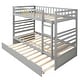 preview thumbnail 7 of 7, Gray Twin Size Solid Pinewood Bunk Beds with Safety Rail, Movable Trundle, Ladder, and Full Length Guardrails