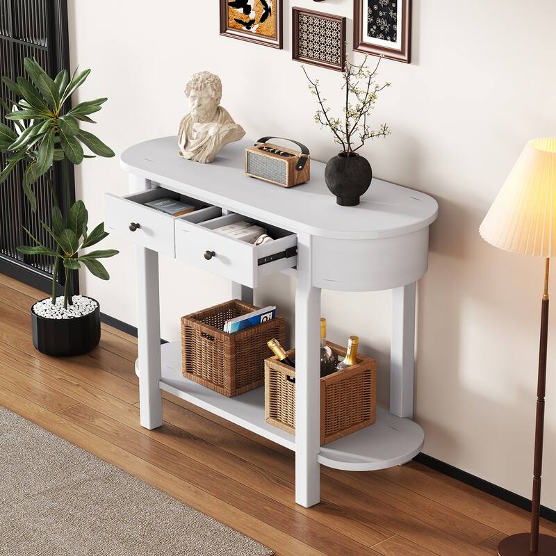 Vintage Console Table, Glossy Sofa Table for Entryway and Living Room