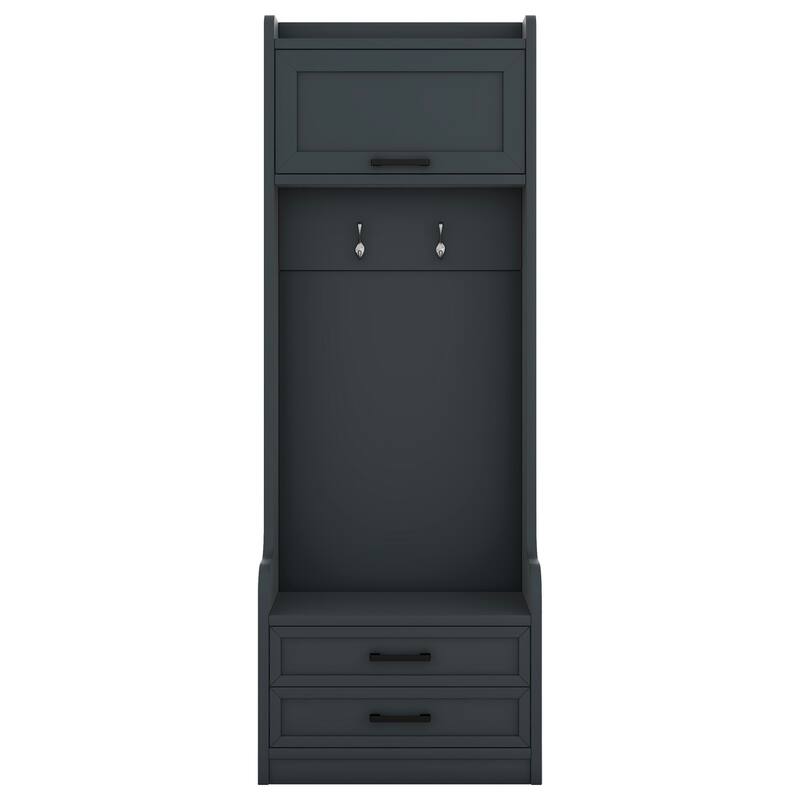 4-in-1 Detachable Coat Rack with Storage Drawers,7 Hooks and Cabinet