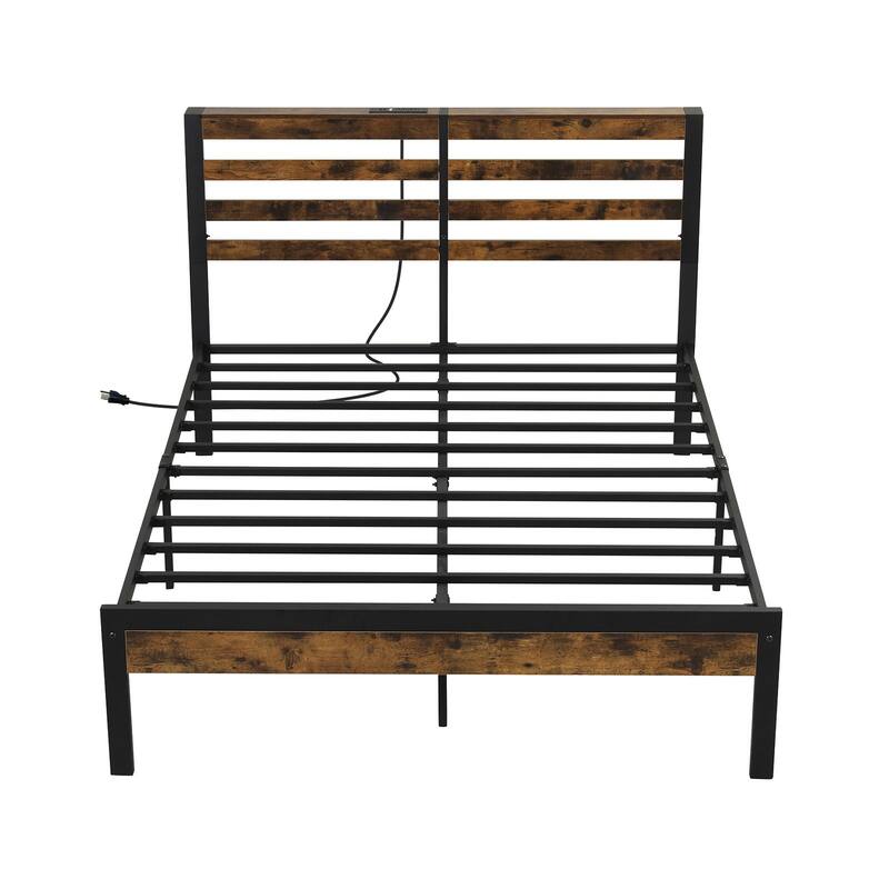Bed Frame with Charging Station and Storage Headboard - Full