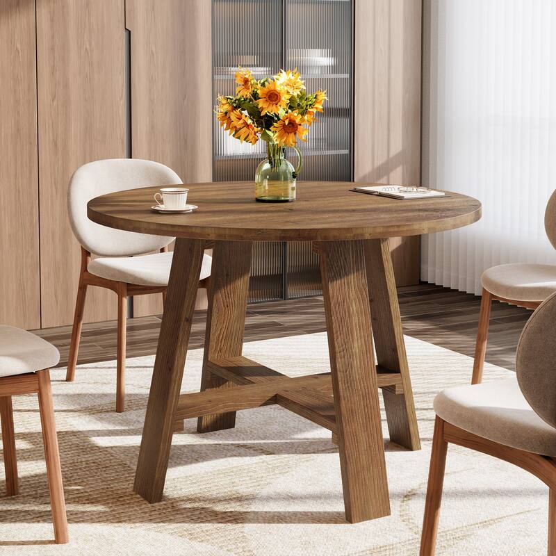 Round Solid Wood Conference Table for 2-4 People, Meeting Seminar Business Desk for Conference Room Home Office