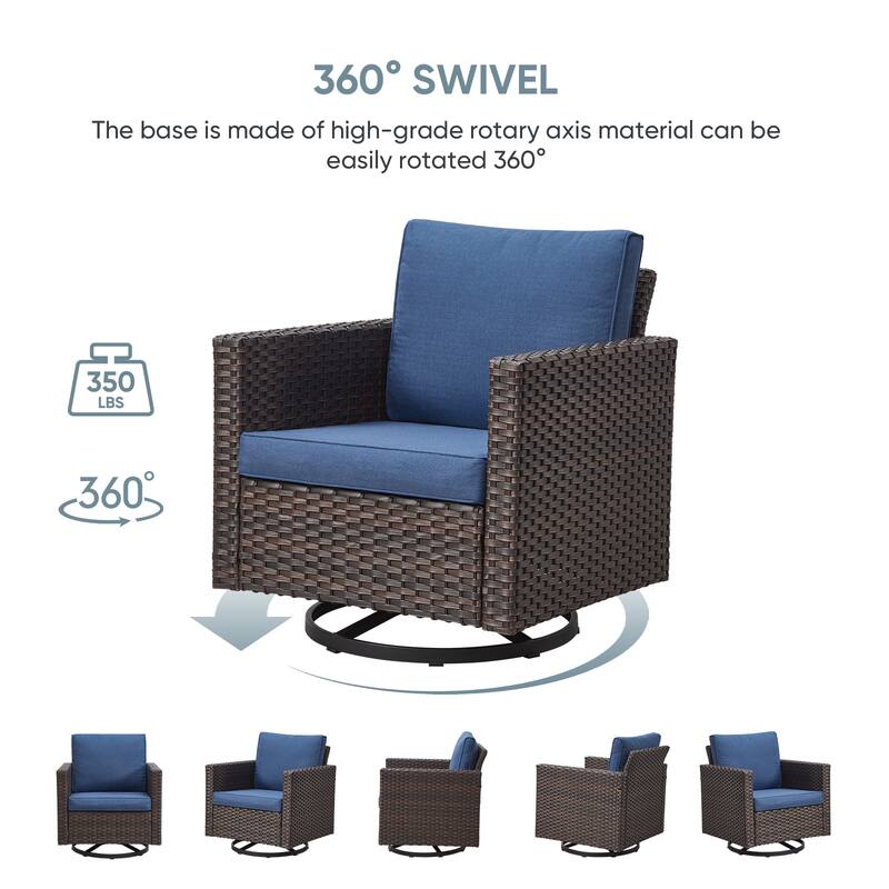 Wicker Patio Conversation Set with Fire Pit Table