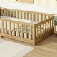 preview thumbnail 58 of 84, Montessori Twin Size Toddler Floor Bed with Fence without Door, Open-row Design Wood Frame Platform Bed with Safety Guardrails