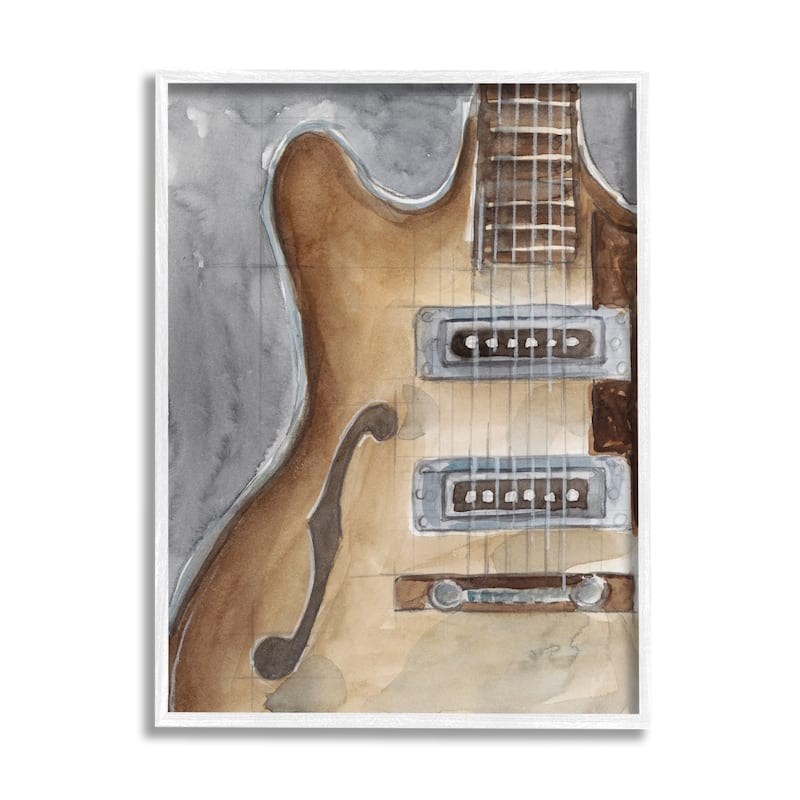 Stupell Electric Guitar Painting Framed Giclee Art Design by Ethan Harper - 11 x 14 - White