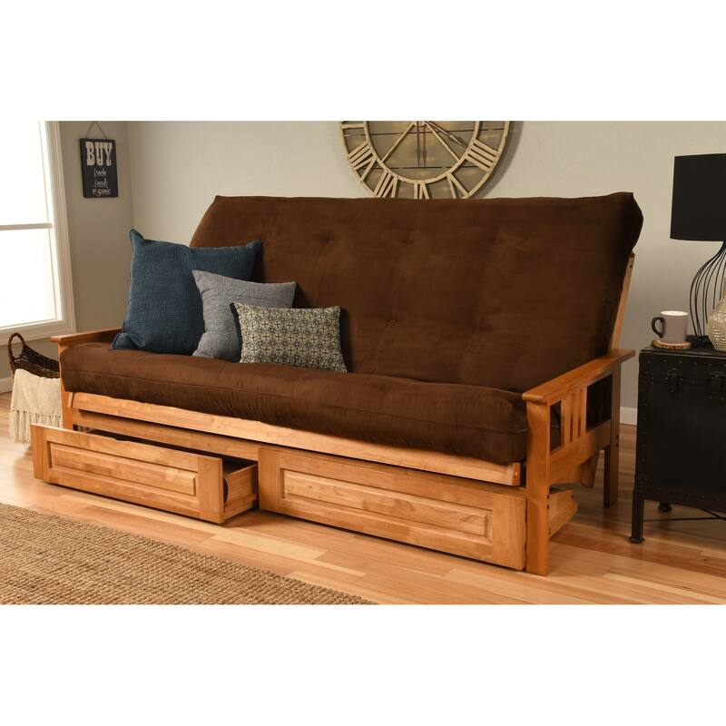 Butternut Queen-size Storage Futon Set with Suede Mattress