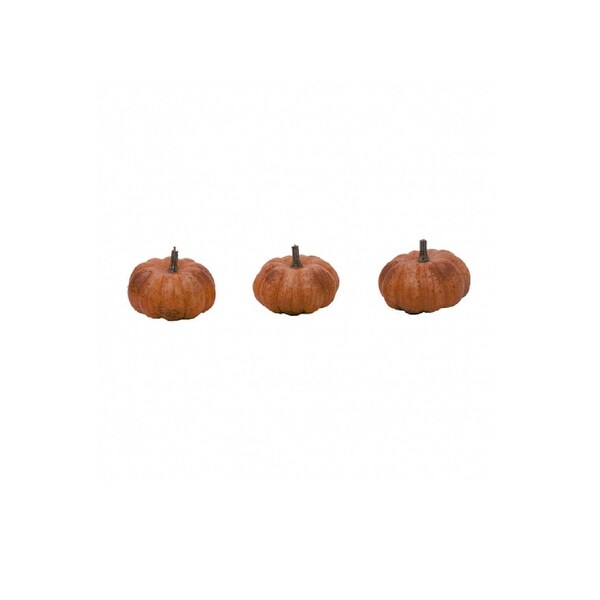 Set 3 Mini Orange Artificial Pumpkins Thanksgiving Decoration 2.25". Opens flyout.