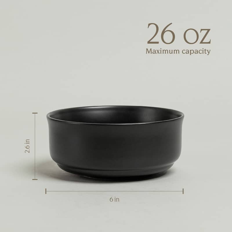 over&back Rimmed 26oz Semi-Matte Stoneware Cereal Bowls