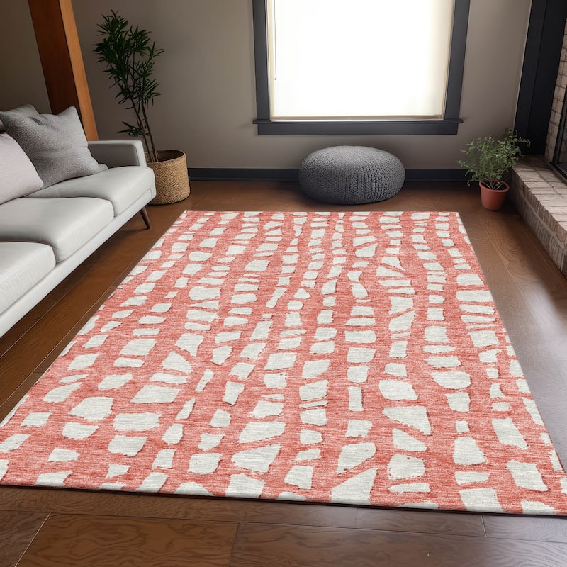 Machine Washable Indoor/ Outdoor Chantille Modern Abstract Rug