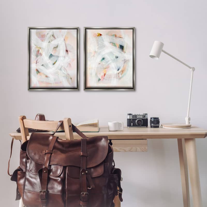 Stupell Subtle & Soft Abstraction Framed Floater Canvas Wall Art Design By Gemma Bardot (Set of 2)