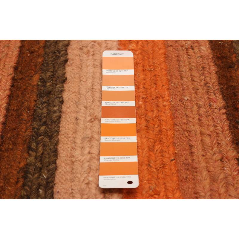 ECARPETGALLERY Flat-Weave Natural Orange Wool Tapestry Kilim - 9'10 x 9'5