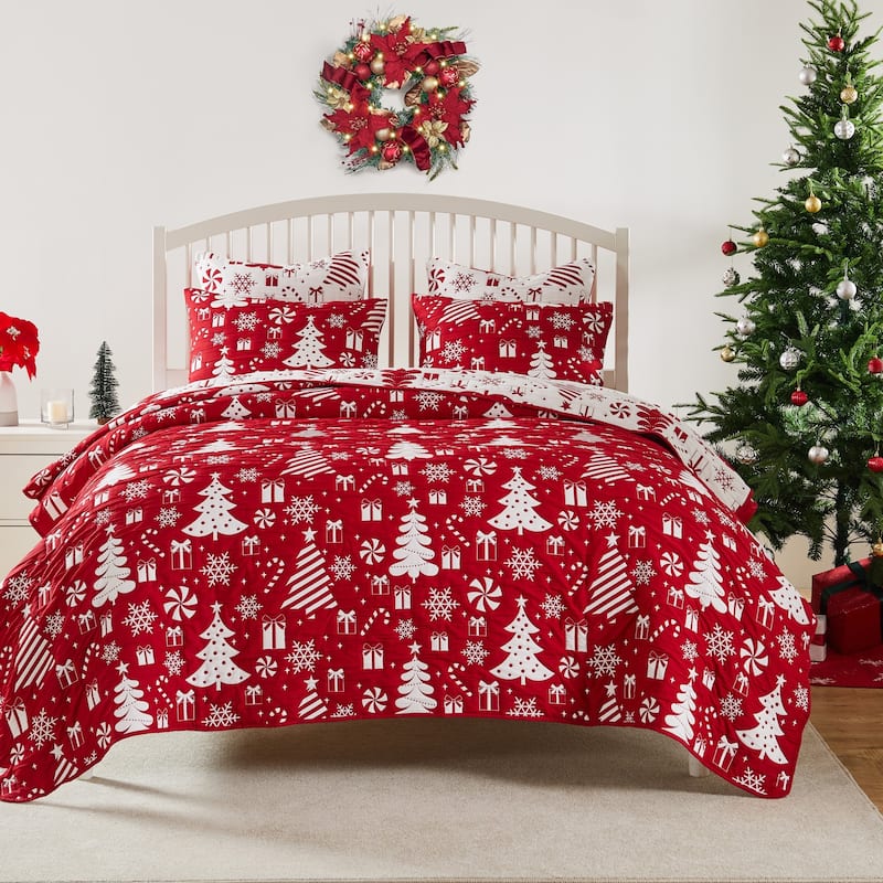 Greenland Home Novelty Holiday Reversible Matelasse Coverlet Set