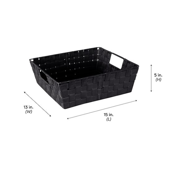 Simplify Large Woven Storage Bin in Black 13"x15"x5" Bed Bath