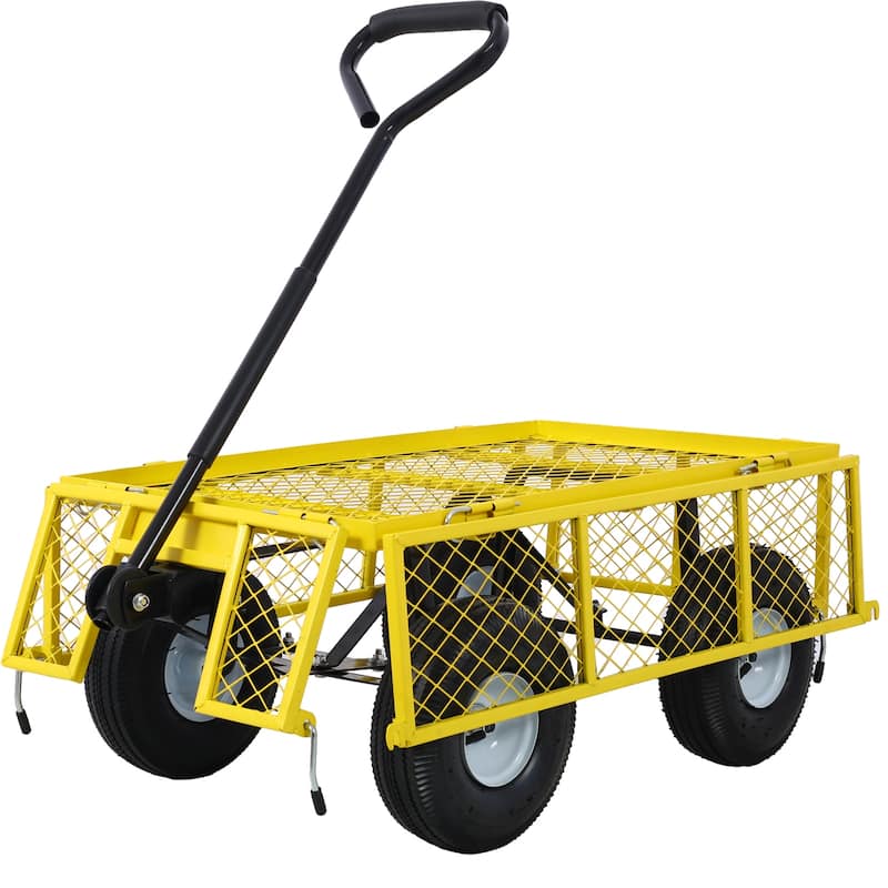 Steel Garden Cart Tools Cart with Removable Sides, 550 lb Capacity - 34" W x 18" D x 22" H