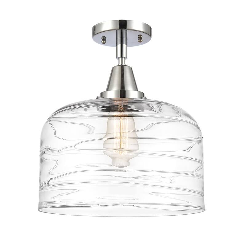 Innovations Lighting Caden Bell - 1 Light 12" Flush Mount - Polished Chrome/Clear Deco Swirl