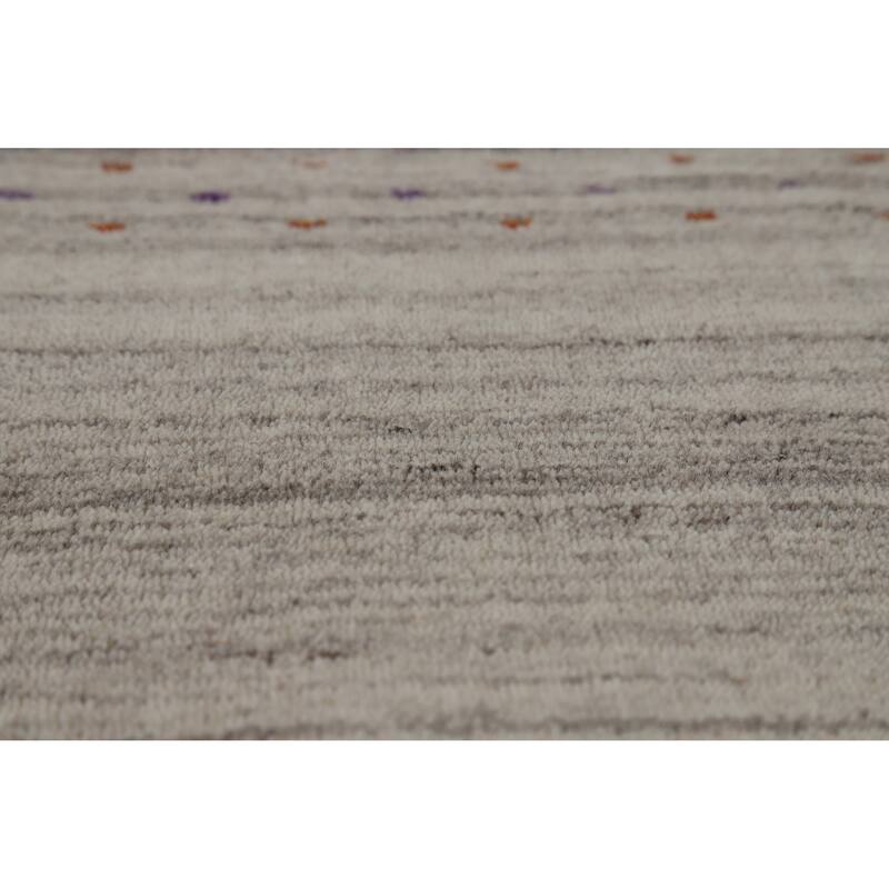 Hand Knotted Oriental 100% Wool Carpet Tribal Animal Pictorial Greys & Charcoal Gabbeh Area Rug - 8' 10'' X 6' 1''