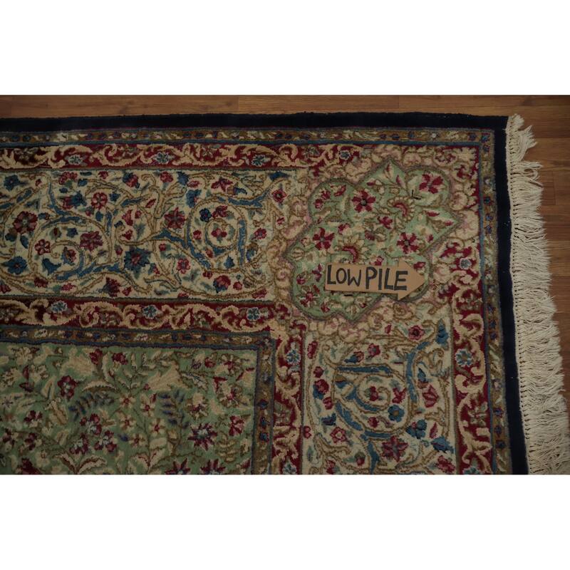 Hand Knotted Oriental 100% Wool Carpet Traditional Floral Navy Blue & Blues Kerman Area Rug - 16' 10'' X 10' 2''