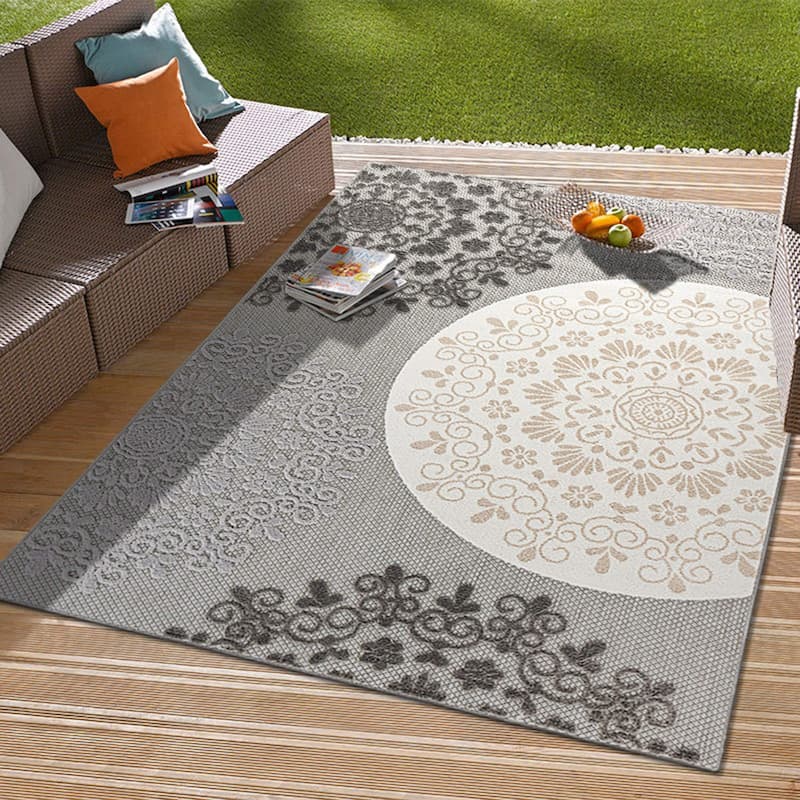 Verona Contemporary Floral Circles Indoor/Outdoor Area Rug