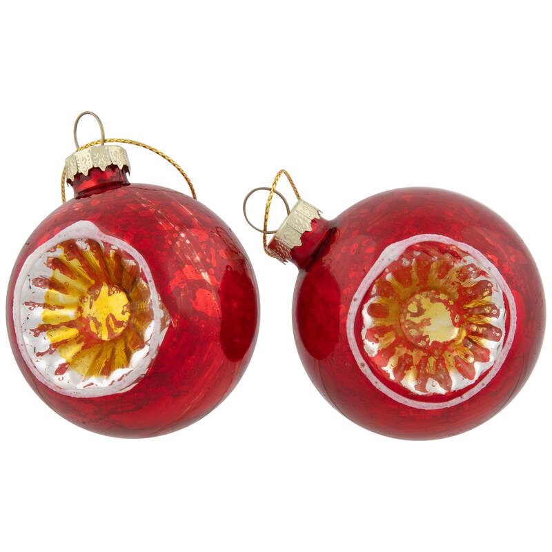9ct Silver Red Retro Reflector 2-Finish Christmas Ornaments 3.5"