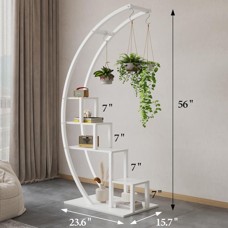 Metal Plant Stand 5 Tier Half Moon Shape set of 2