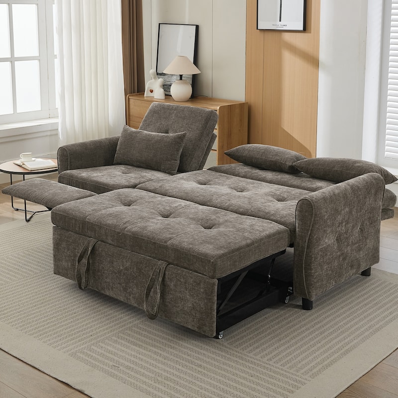 2-in-1 Sofa 82" Three-seater Sofa with a Sofa Bed and a Reversible Recliner Sofa for Living Room