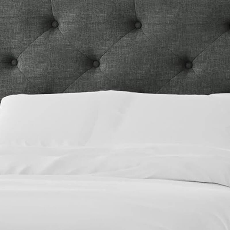 Sya Twin Size Bed w Tufted Headboard, Underbed Storage, Dark Gray