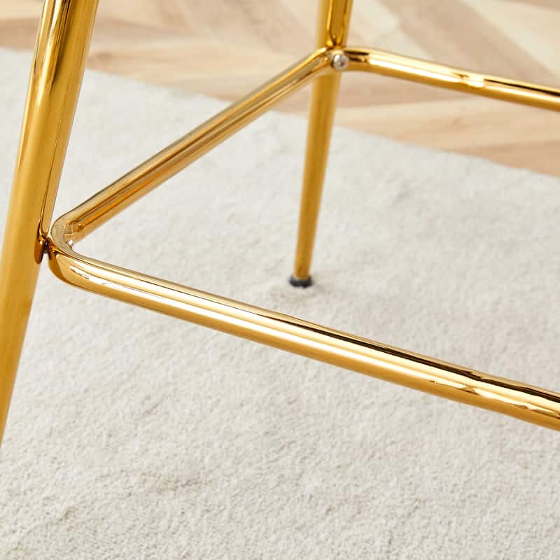 Four-Piece Rotating Swivel Chair, Cotton And Linen Soft Seat Surface, Golden Metal Legs, Rust-Proof And Wear-Resistant