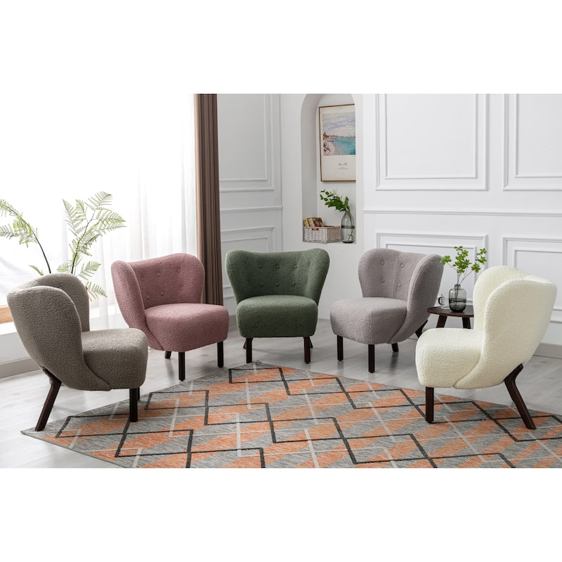 Tufted Side Chair with Solid Wood Legs for Living Room Bedroom