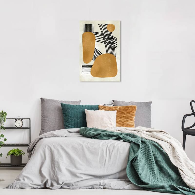 Wynwood Studio Canvas Abstract Three Rocks Yellow and Dark Yellow Modern & Contemporary Wall Art Canvas Print - 24 x 16