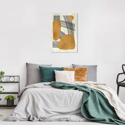 Wynwood Studio Canvas Abstract Three Rocks Yellow and Dark Yellow Modern & Contemporary Wall Art Canvas Print