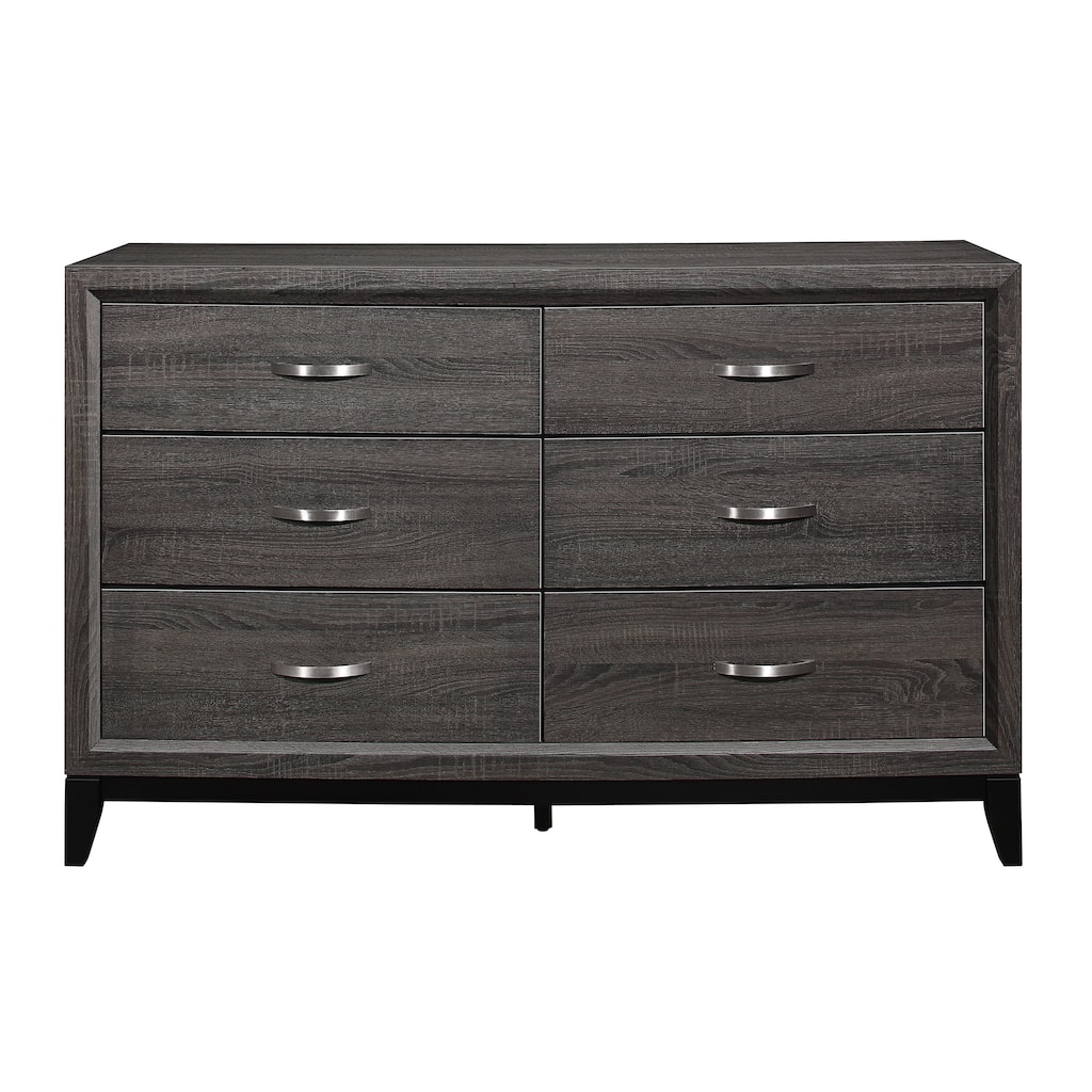 Dresser Gray Finish Polished Hardware Wooden Bedroom Furniture