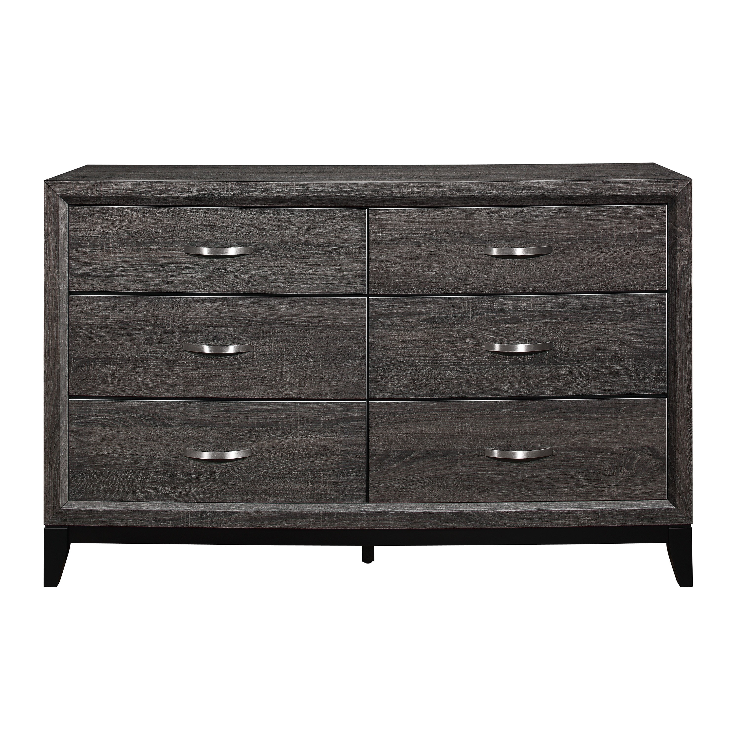 Dresser Gray Finish Polished Hardware Wooden Bedroom Furniture