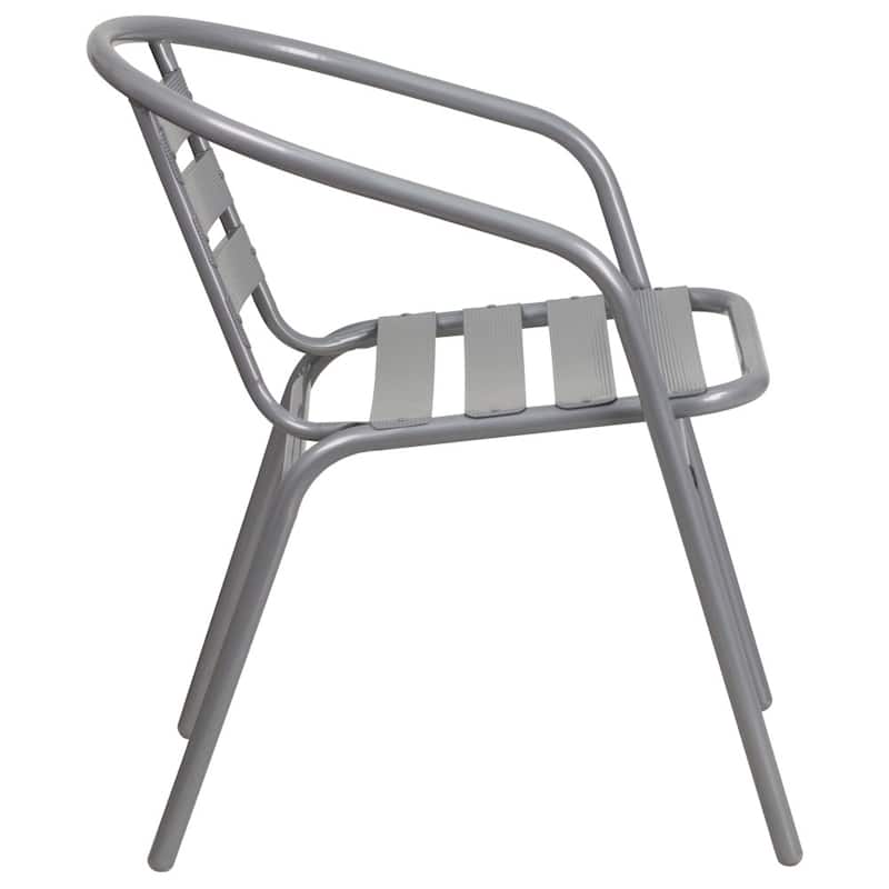 Modern Aluminum Slat Stacking Outdoor Restaurant Chairs (Set of 4)
