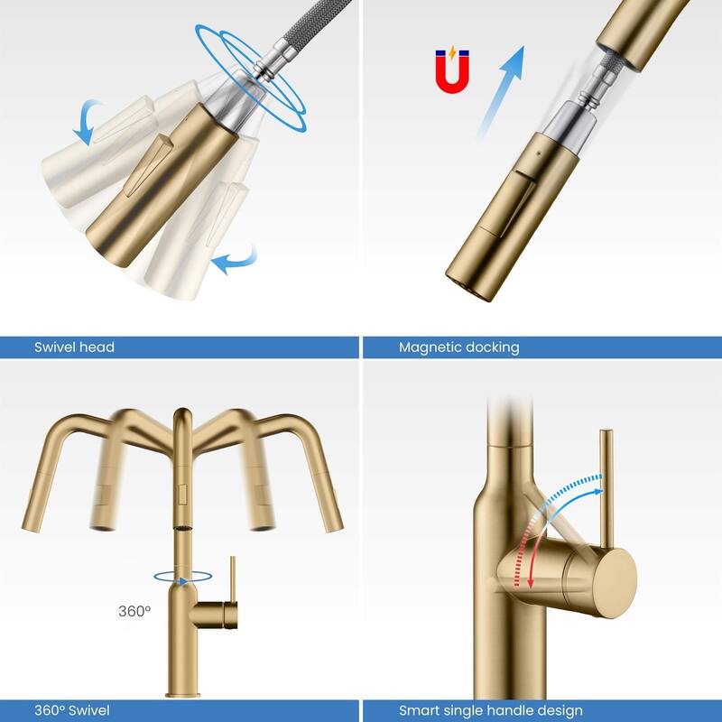 High Arc Single Lever Kitchen Faucet with Pull Down Sprayer
